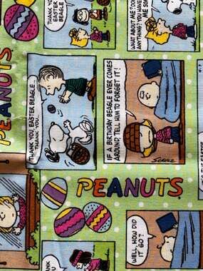 Peanuts Easter Beagle Fabric Cut 1.25 Yards Snoopy Cotton Craft Material NWOT